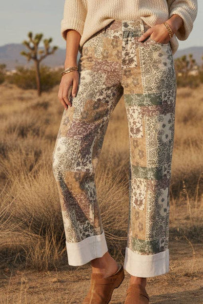 BOHO TAN DENIM CUFF PANT (7 PIECE)