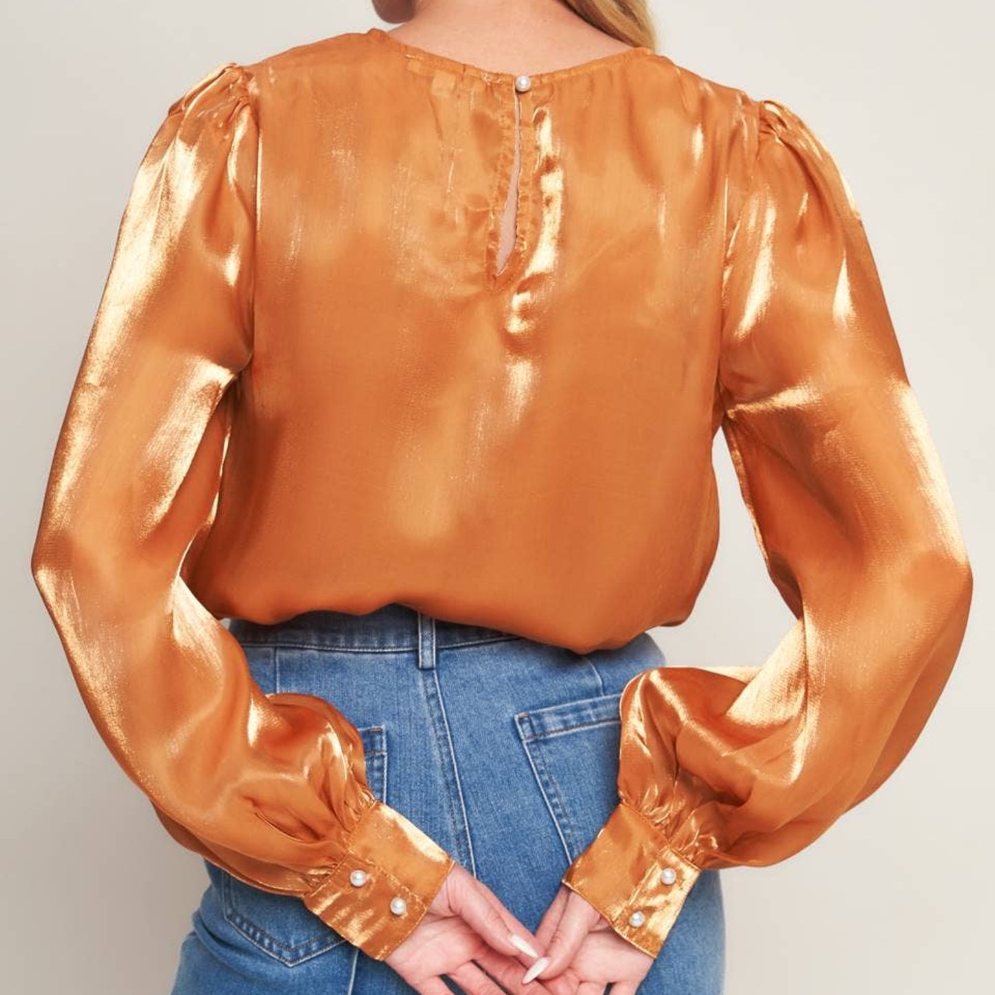 Shinny long sleeve blouse