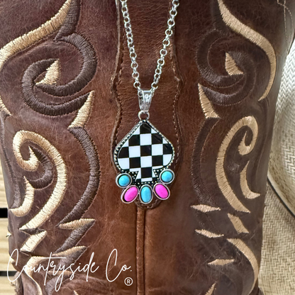 Punchy Cowgirl Checkered Necklace