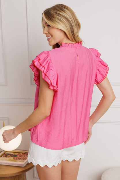 A solid woven top - IT13504 PINK