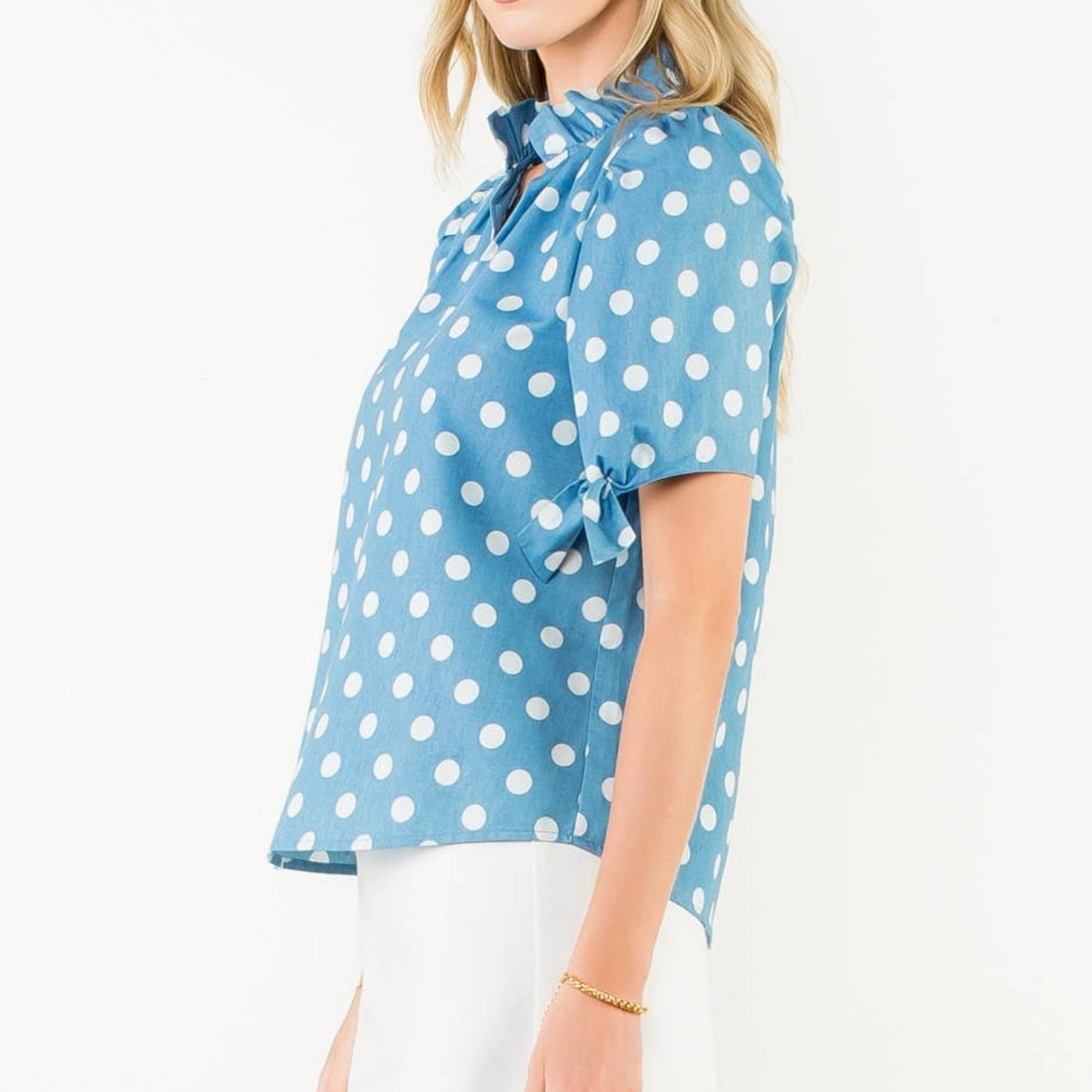 Tie Sleeve Dotted Top