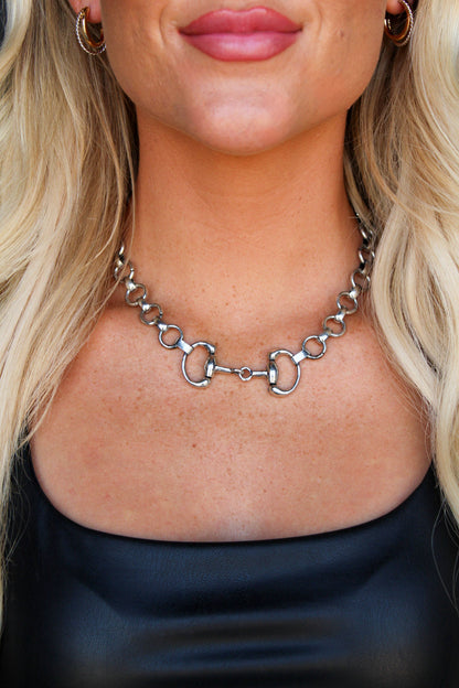 18" 18K Gold Plated Chunky Equestrian Bit Chain Necklace