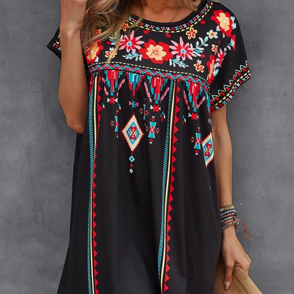 Multicolor Floral Boho Print Dress