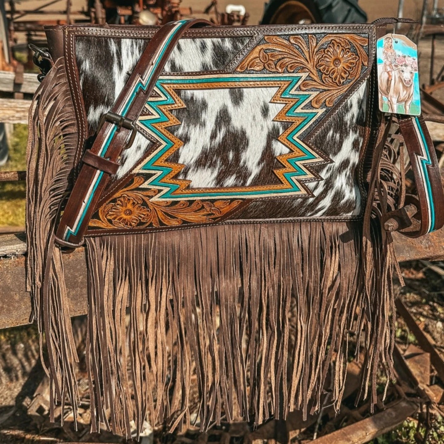 The Zigg Adjustable Cowhide Tooled Purse