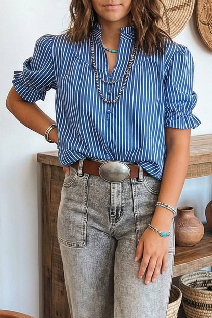 LDC Striped Round Neck Short Sleeve Top