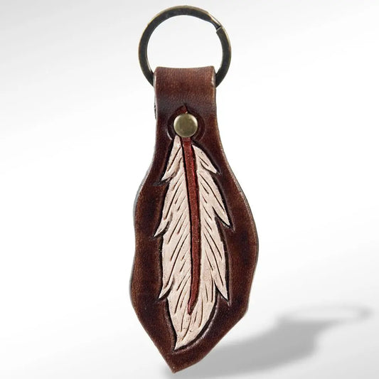 Leather Feather Purse Charm