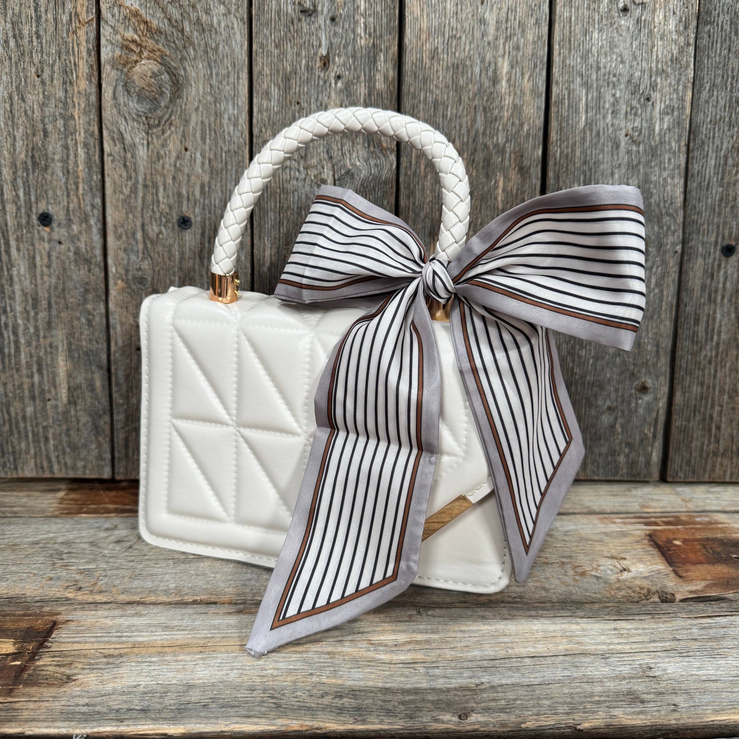 Cream and Brown Western Skinny Mini Wild Rag Scarf / Cowgirl Necktie #TW101