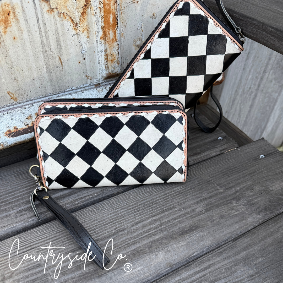 Avenue Checkered Leather Wallet
