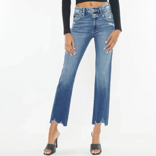 Kan Can High Rise Slim Straight Leg Jeans