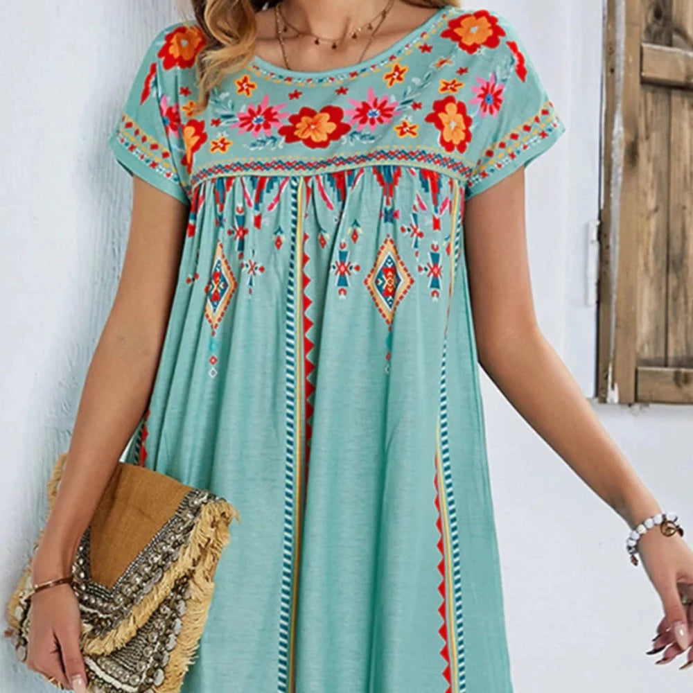 Multicolor Floral Boho Print Dress