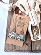 Western Playing Card with Stone Drop Dangle Earrings