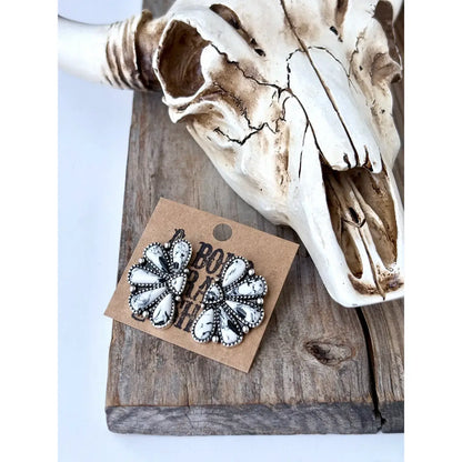 Western Squash Blossom - Stone Stud Earrings
