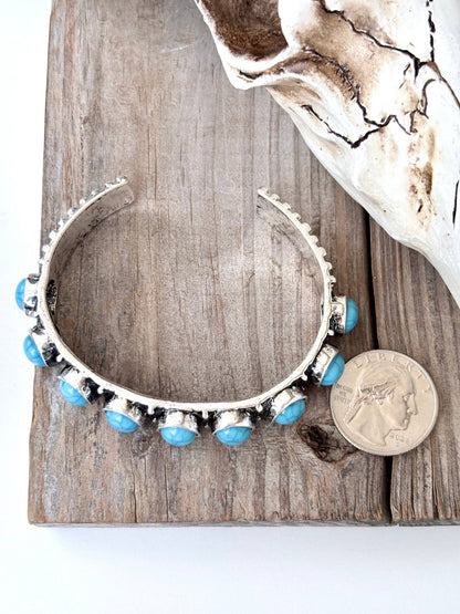 Western Style Studded Turquoise Stone Cuff Bracelet