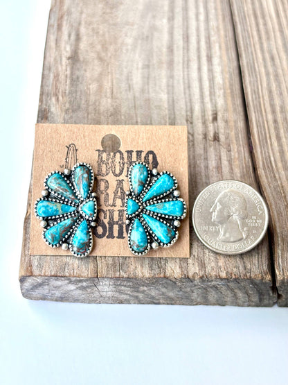 Western Squash Blossom - Stone Stud Earrings