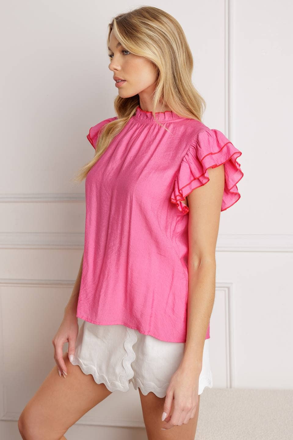 A solid woven top - IT13504 PINK