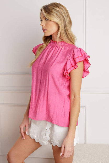 A solid woven top - IT13504 PINK