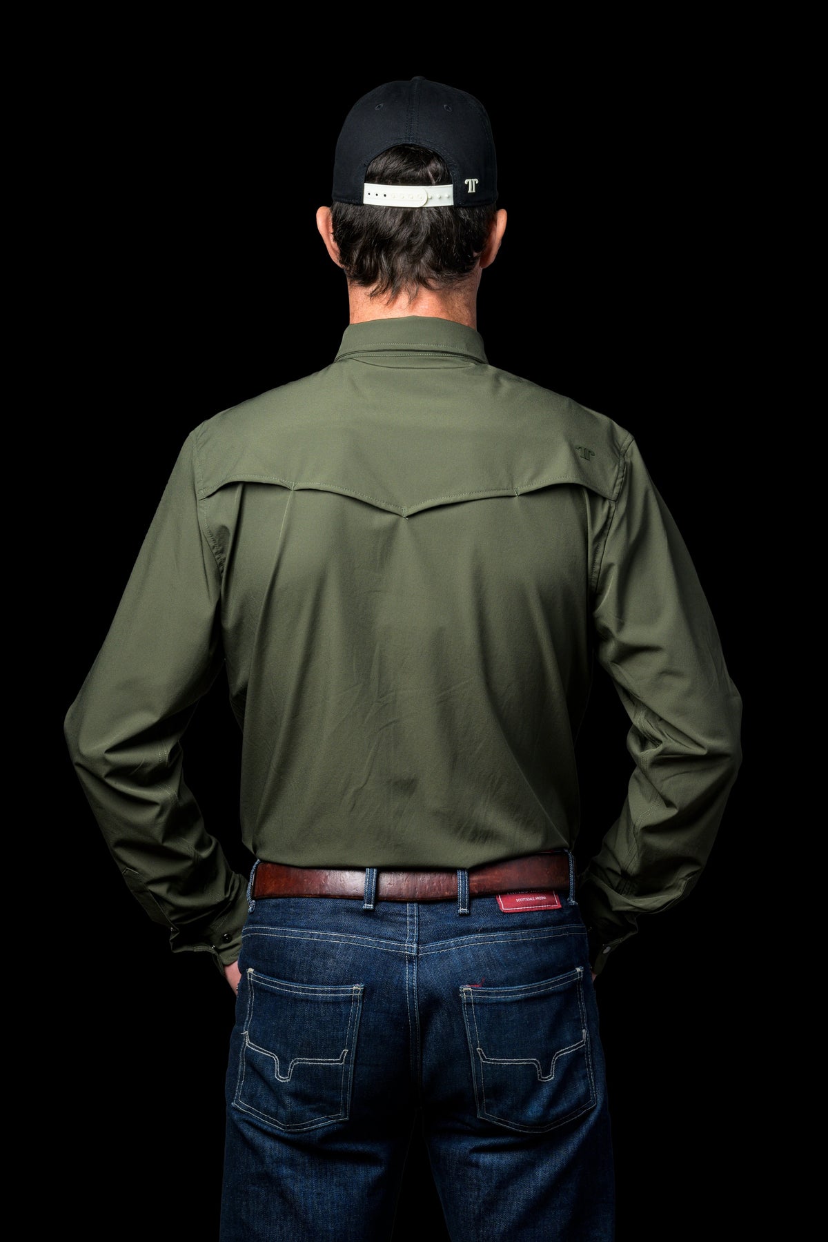 CORE - MEN'S OLIVE GREEN LONG SLEEVE PEARL SNAP SHIRT