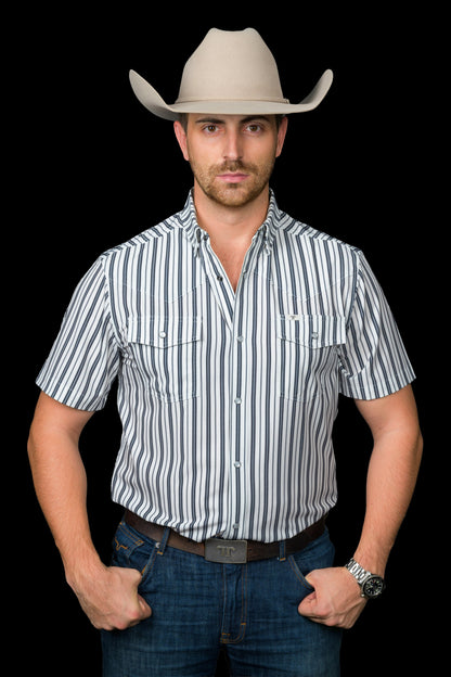 THE JACK SHORT SLEEVE PEARL SNAP SHIRT IN BLACK
